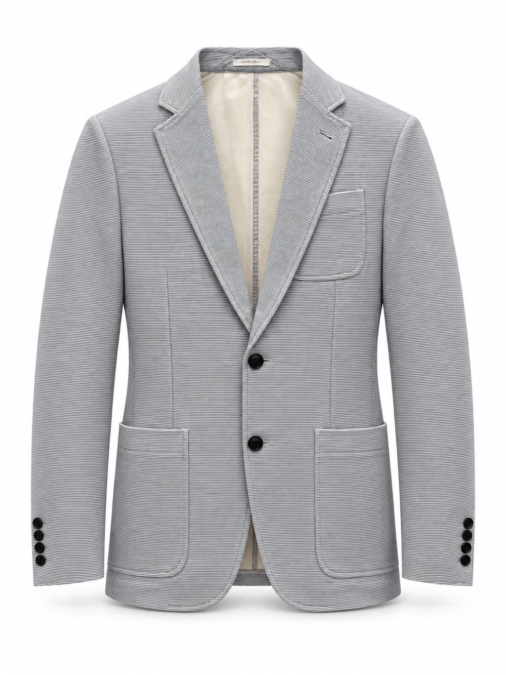 Giorgio Armani Light Gray Striped Cotton Blazer